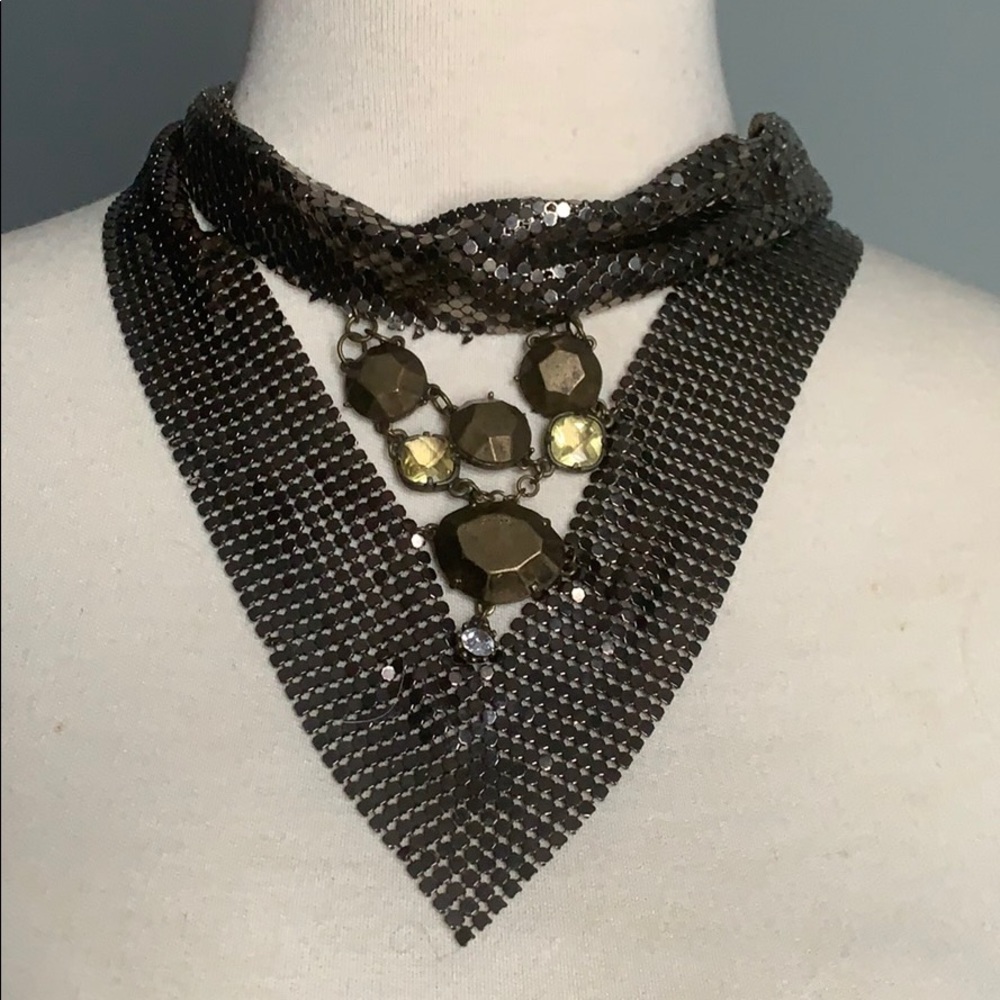 Vintage metal mesh scarf necklace